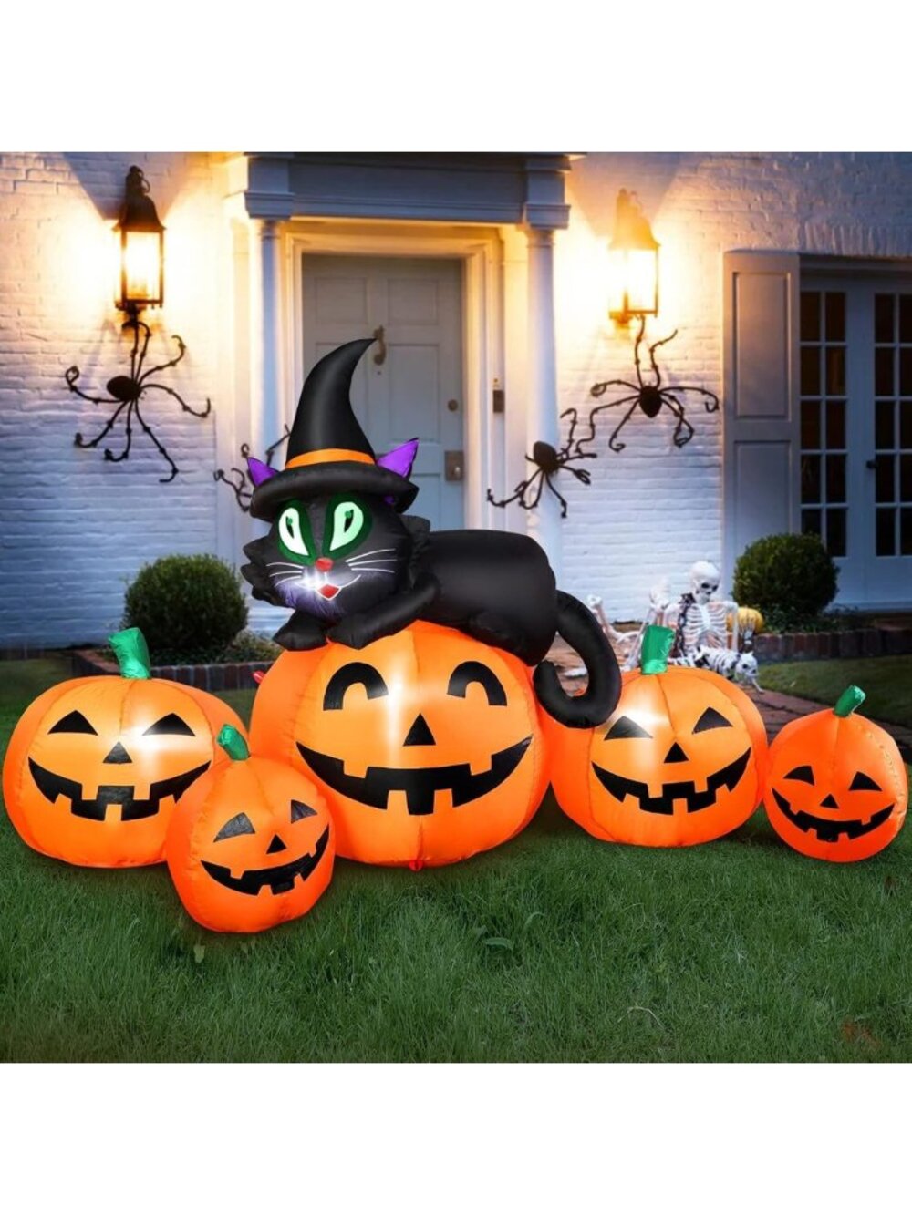 5FT Halloween Inflatable Pumpkin Yard Decor with LED Lights - Outdoor Party Prop